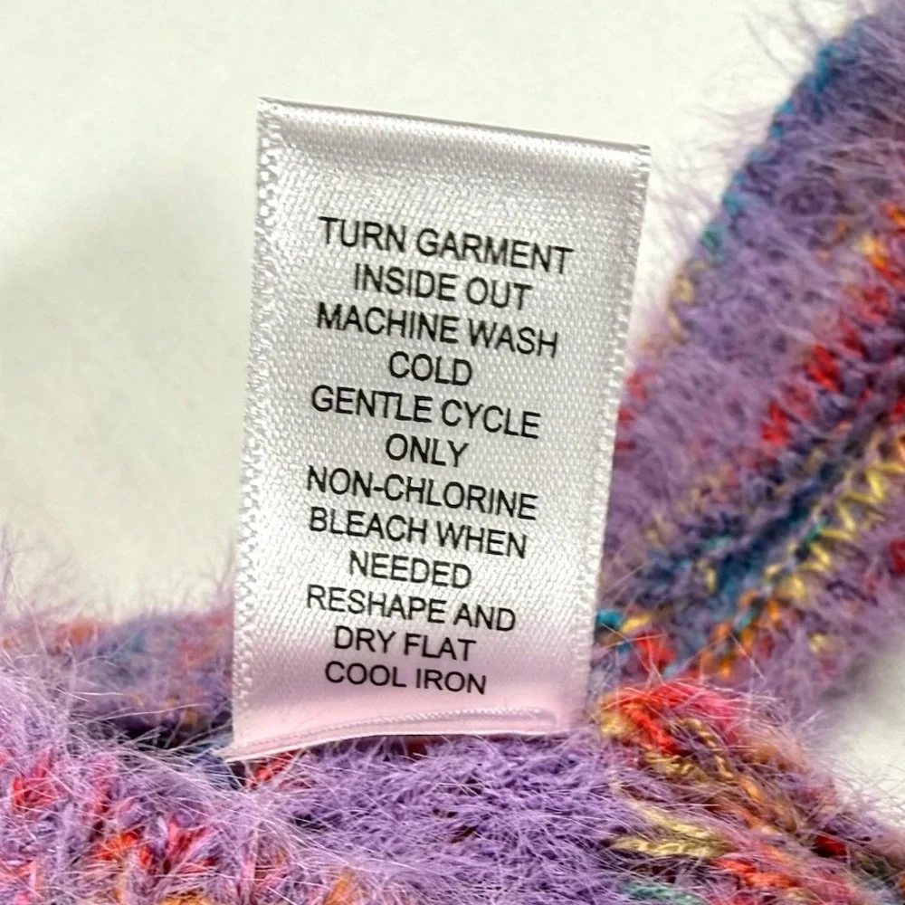 HAZEL MOON Multicolor Fuzzy Knit Crop Cami Bralette Top Size M Rainbow Space Dye - Picture 12 of 13